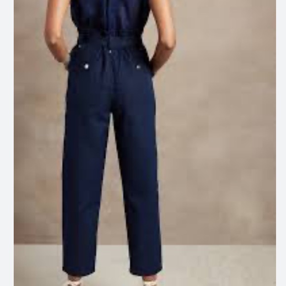 NWT Banana Republic Linen blend Paperbag Waist Trousers | navy | 12 - Picture 6 of 16